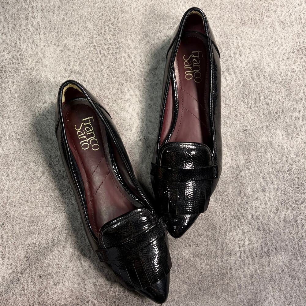 Vintage Franco Sarto Black Patent Heel Loafers
